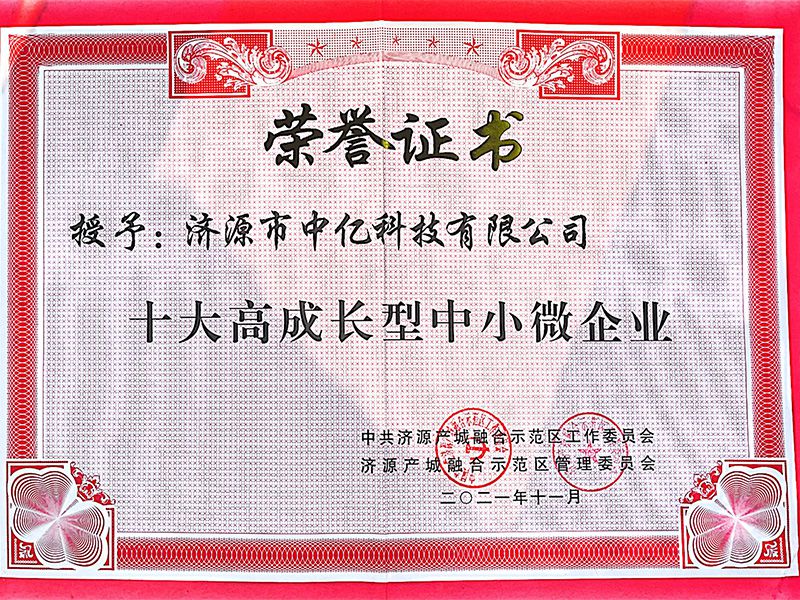 十大高成長型中小微企業(yè)